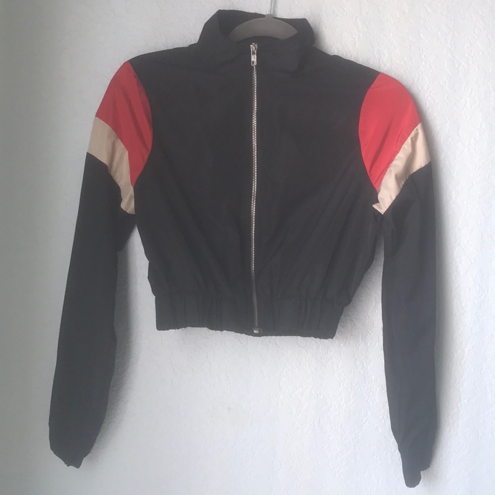 black stripe shell suit tracksuit top